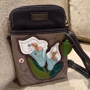 Chala Lily Brown and Green Floral Wristlet